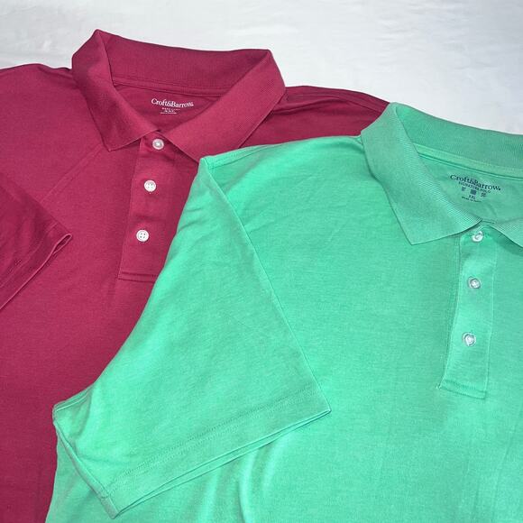 ✨Lot 2 Croft & Barrow Men Polo Shirts XXL Burgundy Green Short Sleeve Cotton - Picture 1 of 11
